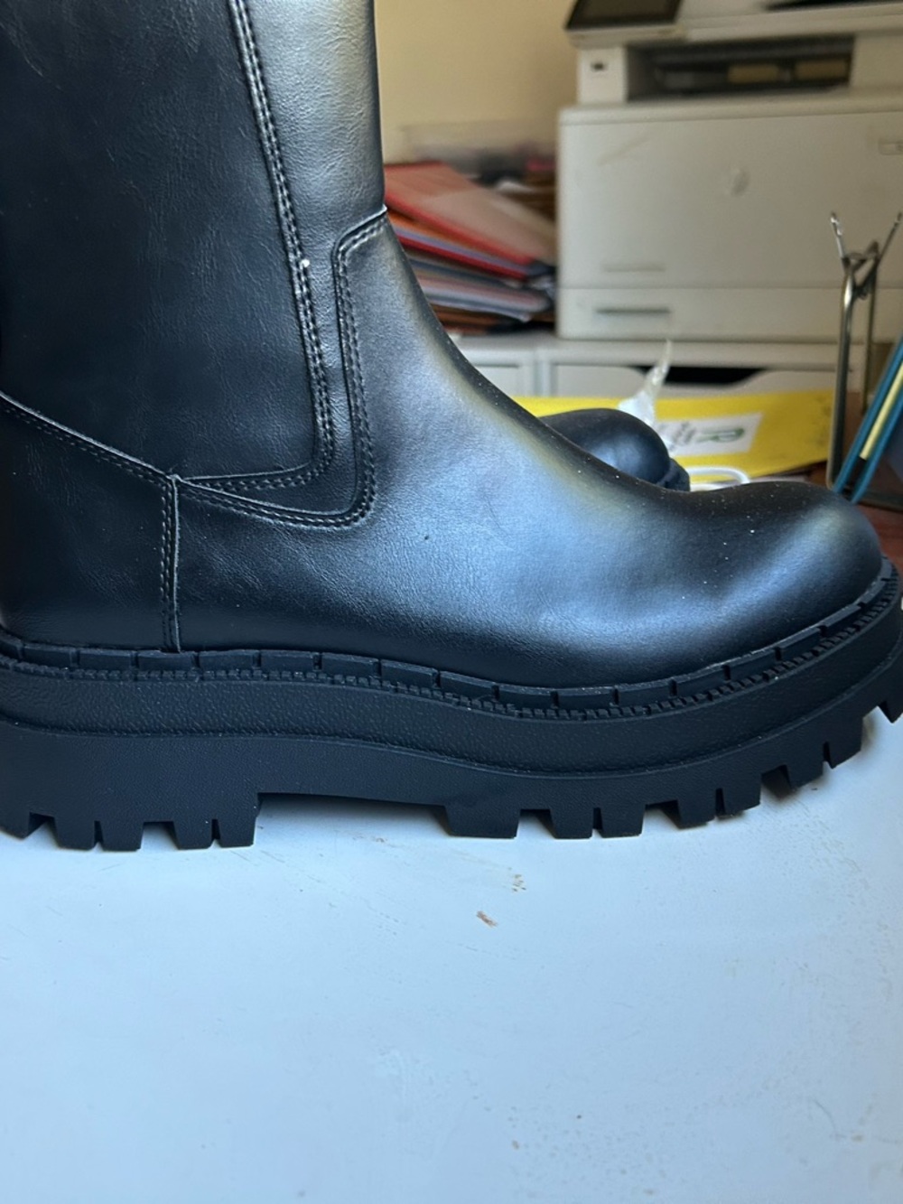 Zara Black Chunky Lug Sole Ankle Boots